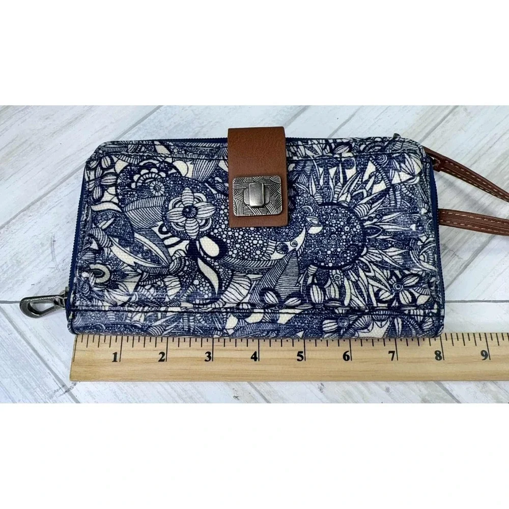 Sakroots Coated Canvas Smartphone Crossbody Bag Blue Floral‎ Minimalist Travel
